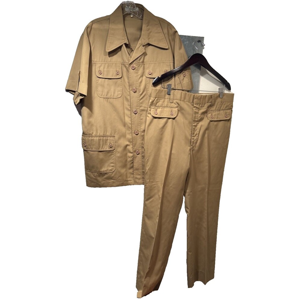 Brigade by Arrow Campaign/Safari/Bush Field Utility Shacket & Pants Tan Vintage